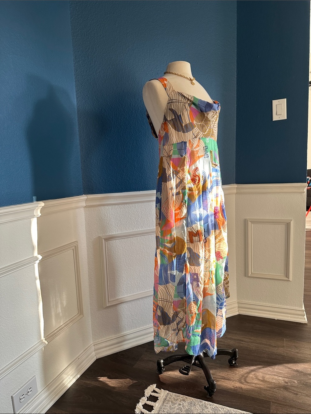 Anthropologie Abstract Multicolor Maxi Slip Dress - Women